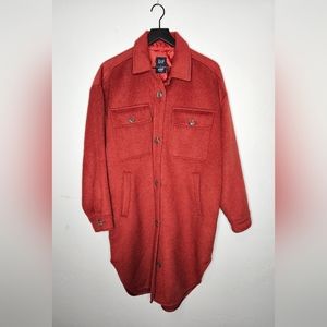 GAP‎ Wool Blend Oversized Coat in Red Size Large